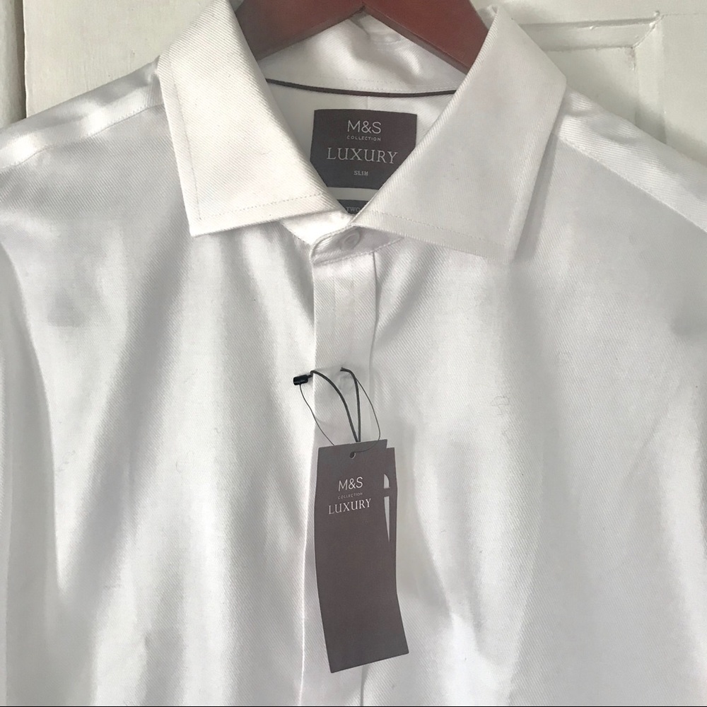 NWT Marks & Spencer Luxury Slim Shirt, cufflinks